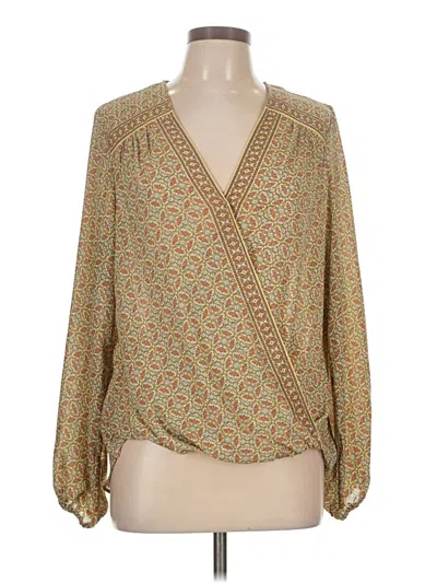 Pre-owned Max Studio Long Sleeve Blouse In Tan