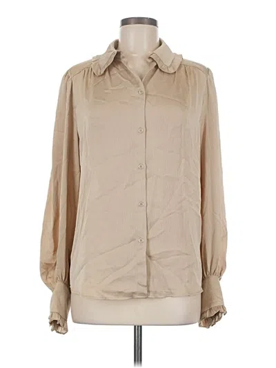 Pre-owned Max Studio Long Sleeve Blouse In Tan