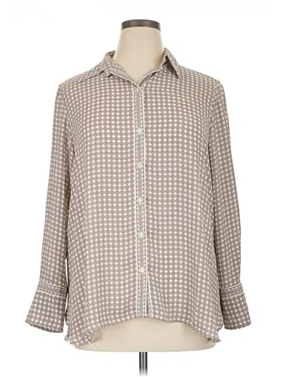 Pre-owned Max Studio Long Sleeve Blouse In Tan