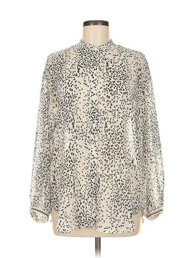 Pre-owned Max Studio Long Sleeve Blouse In White