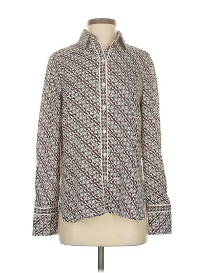 Pre-owned Max Studio Long Sleeve Blouse In White