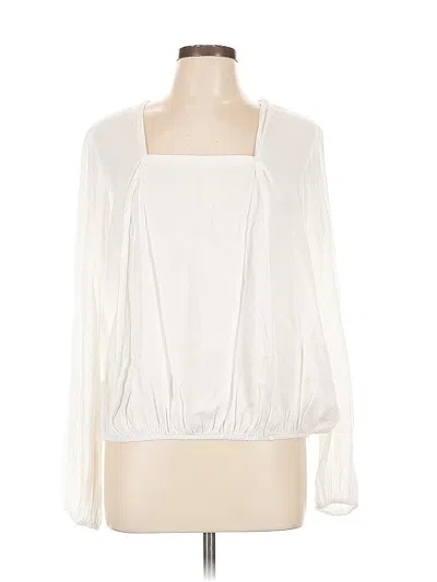 Pre-owned Max Studio Long Sleeve Blouse In White