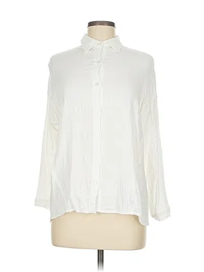 Pre-owned Max Studio Long Sleeve Blouse In White