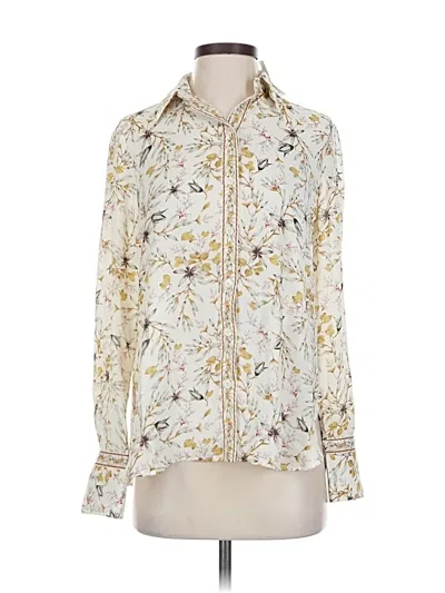 Pre-owned Max Studio Long Sleeve Blouse In White