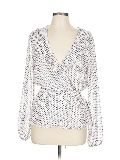 Pre-owned Max Studio Long Sleeve Blouse In White