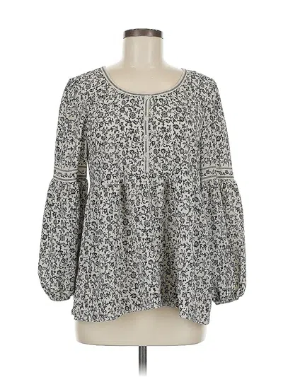 Pre-owned Max Studio Long Sleeve Blouse In White