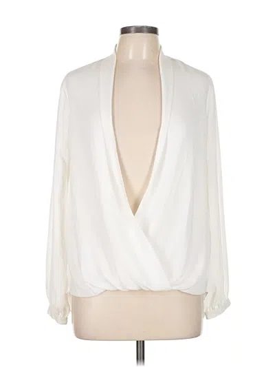 Pre-owned Max Studio Long Sleeve Blouse In White
