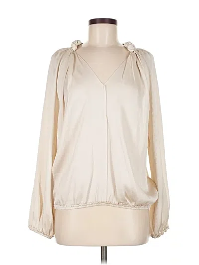 Pre-owned Max Studio Long Sleeve Blouse In White