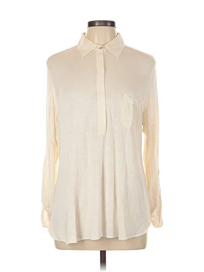 Pre-owned Max Studio Long Sleeve Blouse In White