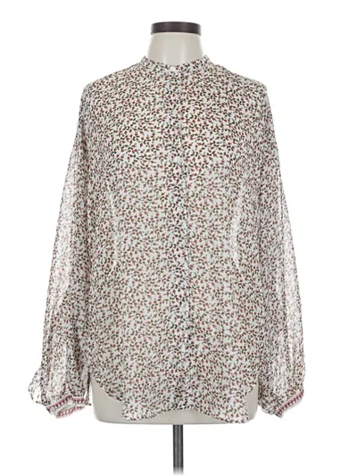 Pre-owned Max Studio Long Sleeve Blouse In White