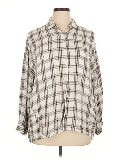 Pre-owned Max Studio Long Sleeve Blouse In White