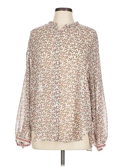 Pre-owned Max Studio Long Sleeve Blouse In White