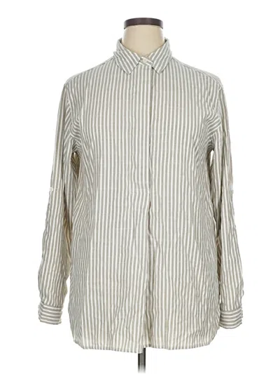 Pre-owned Max Studio Long Sleeve Blouse In White