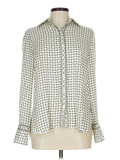 Pre-owned Max Studio Long Sleeve Blouse In White