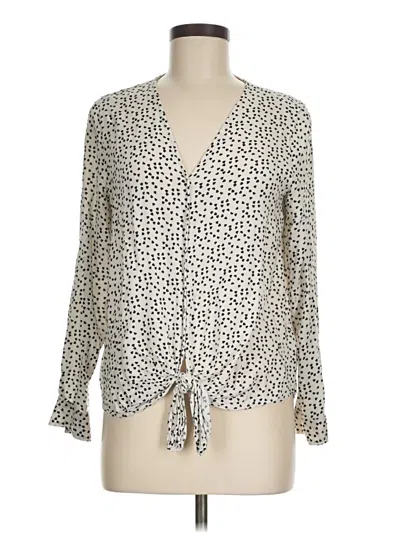 Pre-owned Max Studio Long Sleeve Blouse In White
