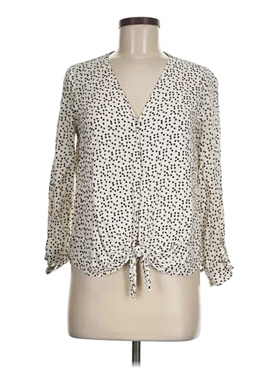 Pre-owned Max Studio Long Sleeve Blouse In White