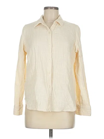 Pre-owned Max Studio Long Sleeve Blouse In White