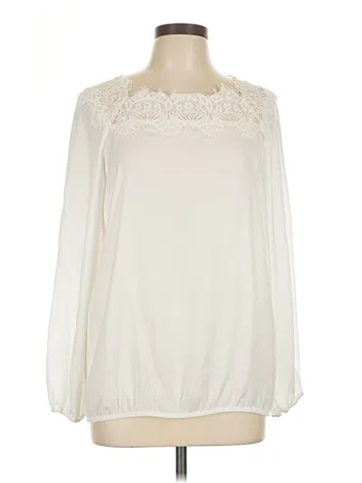 Pre-owned Max Studio Long Sleeve Blouse In White
