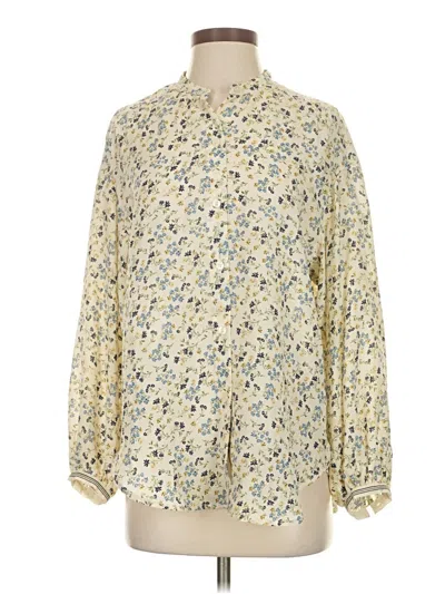 Pre-owned Max Studio Long Sleeve Blouse In White