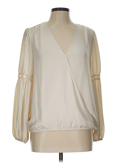 Pre-owned Max Studio Long Sleeve Blouse In White
