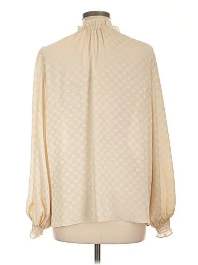 Pre-owned Max Studio Long Sleeve Blouse In White