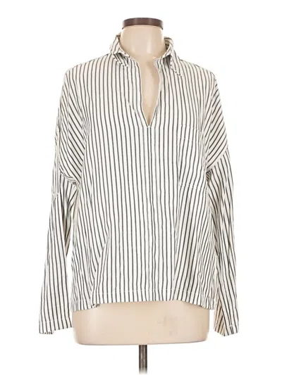 Pre-owned Max Studio Long Sleeve Blouse In White