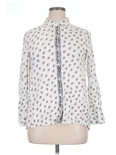 Pre-owned Max Studio Long Sleeve Blouse In White