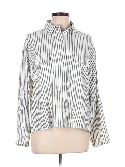 Pre-owned Max Studio Long Sleeve Blouse In White