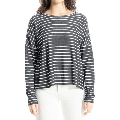 Max Studio Long Sleeve Bubble Hem Knit Top In Gray