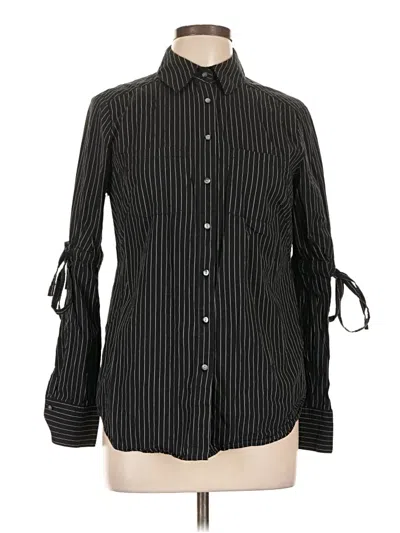 Pre-owned Max Studio Long Sleeve Button Down Shirt In Black