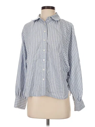 Pre-owned Max Studio Long Sleeve Button Down Shirt In Blue
