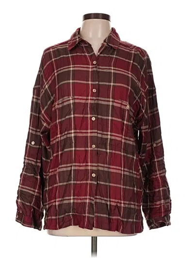 Pre-owned Max Studio Long Sleeve Button Down Shirt In Burgundy