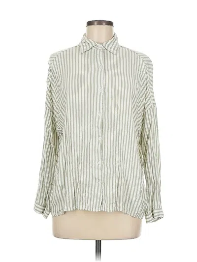 Pre-owned Max Studio Long Sleeve Button Down Shirt In Green