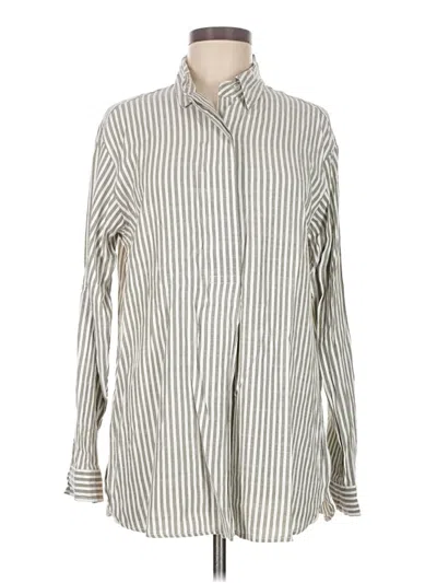 Pre-owned Max Studio Long Sleeve Button Down Shirt In Silver