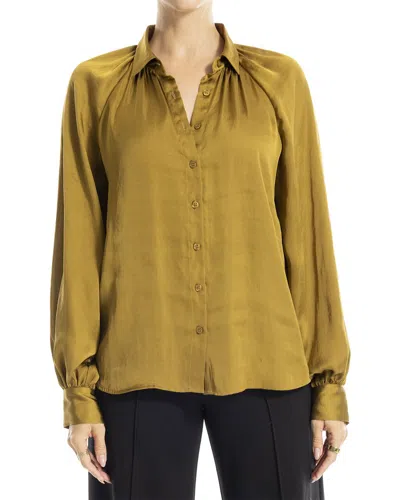 Max Studio Long Sleeve Button Front Blouse In Brown
