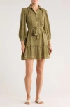 Max Studio Long Sleeve Button Front Crepe Dress In Green