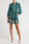 Max Studio Long Sleeve Button Front Crepe Dress In Pne Md Dtch Brdrs