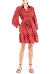 Max Studio Long Sleeve Button Front Crepe Dress In Red Print