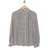 Max Studio Long Sleeve Button-up Shirt In Cream Black Bead