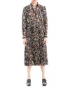 Max Studio Long Sleeve Crepe Collar Pleated Dress In Black