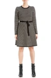 Max Studio Long Sleeve Fit & Flare Sweater Dress In Bkbncrss
