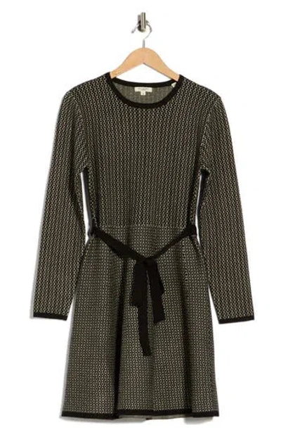 Max Studio Long Sleeve Fit & Flare Sweater Dress In Black