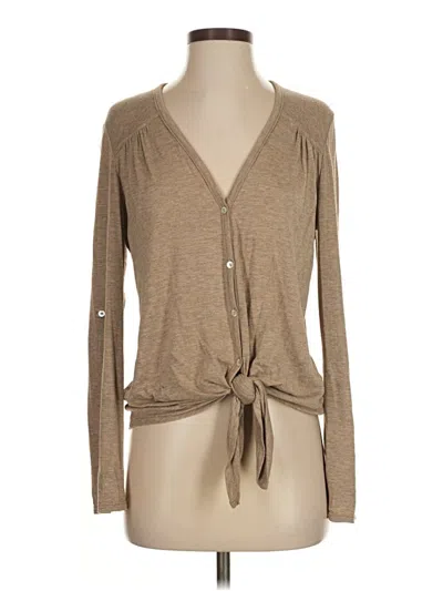 Pre-owned Max Studio Long Sleeve Henley Shirt In Brown