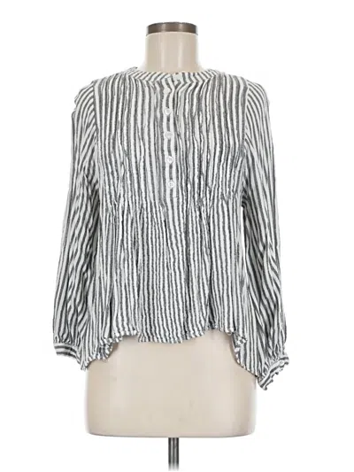 Pre-owned Max Studio Long Sleeve Henley Shirt In Silver
