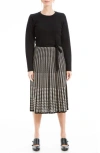Max Studio Long Sleeve Midi Sweater Dress In Black/white