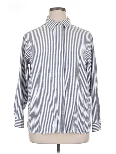 Pre-owned Max Studio Long Sleeve Polo Shirt In Blue