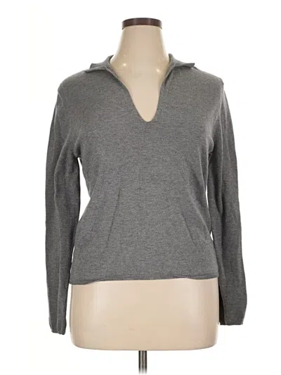 Pre-owned Max Studio Long Sleeve Polo Shirt In Gray