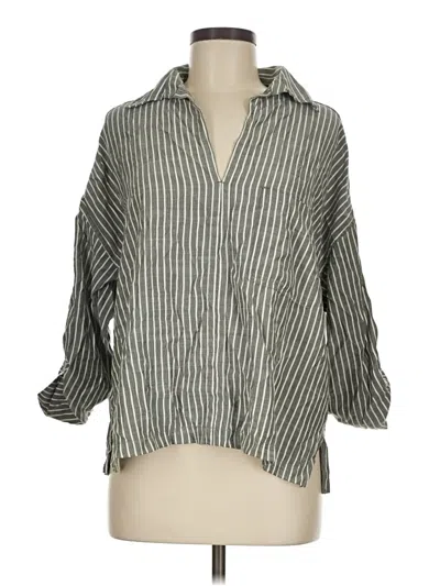Pre-owned Max Studio Long Sleeve Polo Shirt In Gray