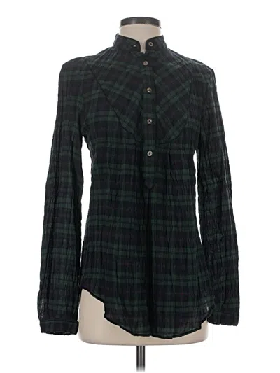 Pre-owned Max Studio Long Sleeve Polo Shirt In Green
