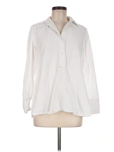 Pre-owned Max Studio Long Sleeve Polo Shirt In Ivory